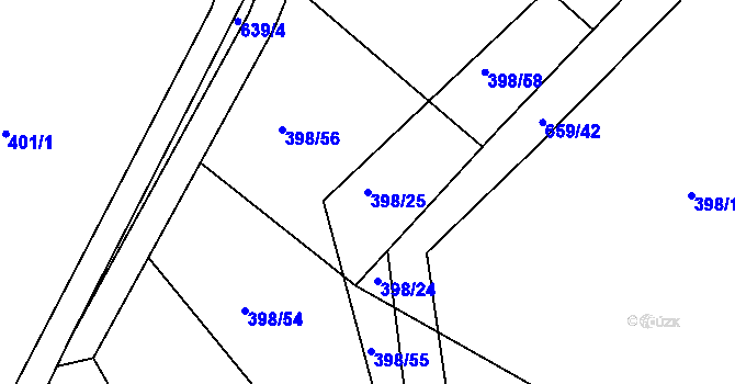 Parcela st. 398/25 v KÚ Chocenice, Katastrální mapa