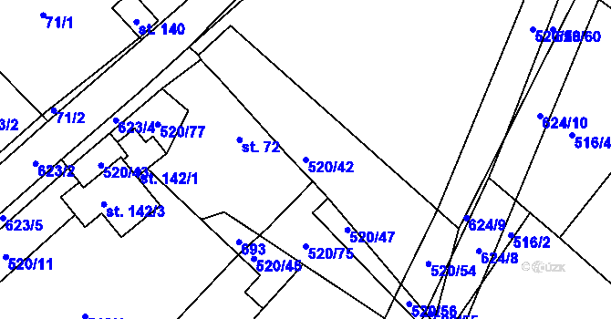 Parcela st. 520/42 v KÚ Chocenice, Katastrální mapa