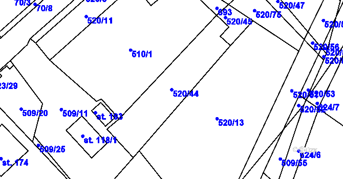 Parcela st. 520/44 v KÚ Chocenice, Katastrální mapa