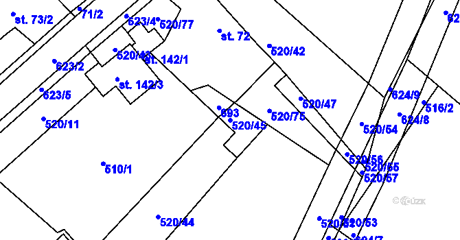 Parcela st. 520/45 v KÚ Chocenice, Katastrální mapa