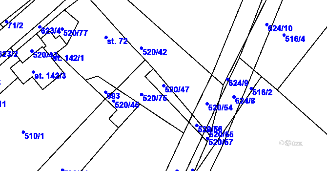 Parcela st. 520/47 v KÚ Chocenice, Katastrální mapa