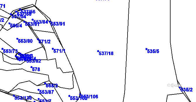 Parcela st. 537/18 v KÚ Chocenice, Katastrální mapa