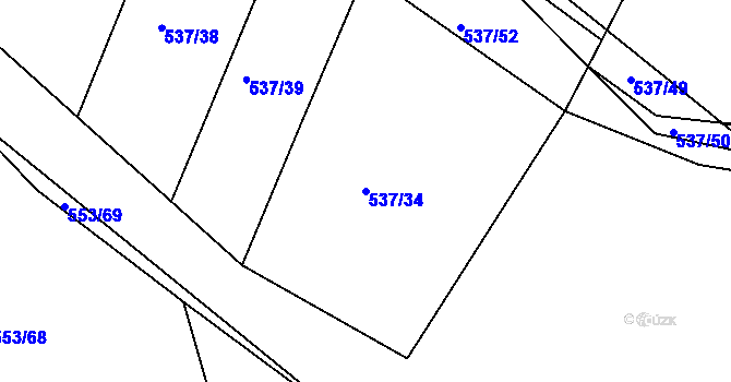 Parcela st. 537/34 v KÚ Chocenice, Katastrální mapa