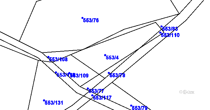 Parcela st. 553/4 v KÚ Chocenice, Katastrální mapa