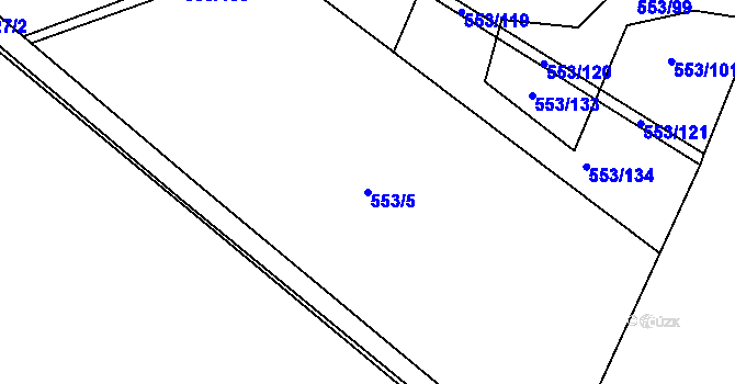 Parcela st. 553/5 v KÚ Chocenice, Katastrální mapa