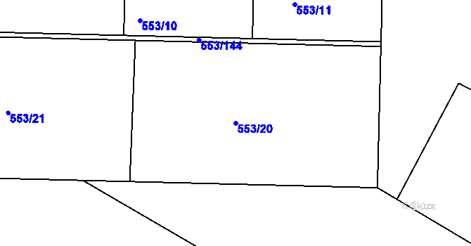 Parcela st. 553/20 v KÚ Chocenice, Katastrální mapa
