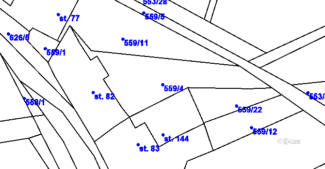 Parcela st. 559/4 v KÚ Chocenice, Katastrální mapa