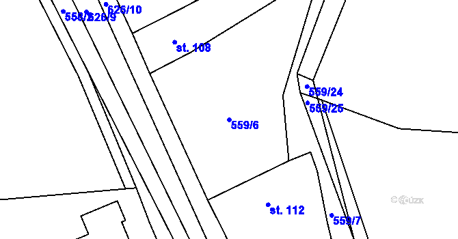 Parcela st. 559/6 v KÚ Chocenice, Katastrální mapa