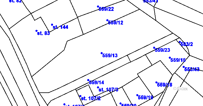 Parcela st. 559/13 v KÚ Chocenice, Katastrální mapa