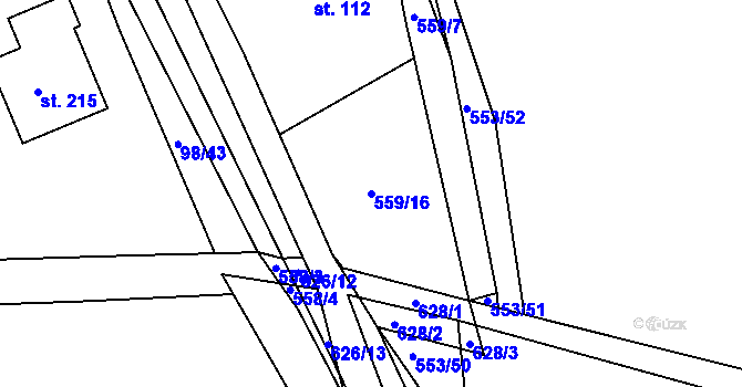 Parcela st. 559/16 v KÚ Chocenice, Katastrální mapa