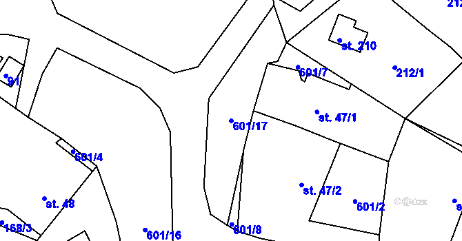 Parcela st. 601/17 v KÚ Chocenice, Katastrální mapa