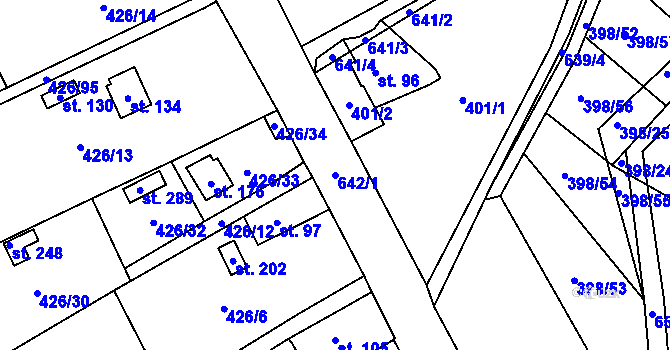 Parcela st. 642/1 v KÚ Chocenice, Katastrální mapa