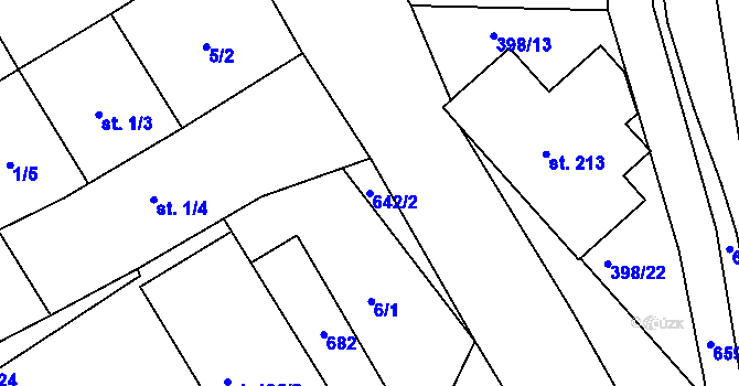 Parcela st. 642/2 v KÚ Chocenice, Katastrální mapa