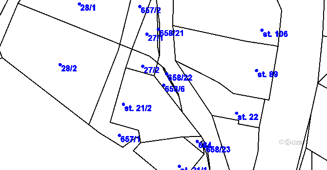 Parcela st. 658/6 v KÚ Chocenice, Katastrální mapa