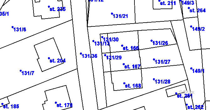 Parcela st. 131/29 v KÚ Chocenice, Katastrální mapa