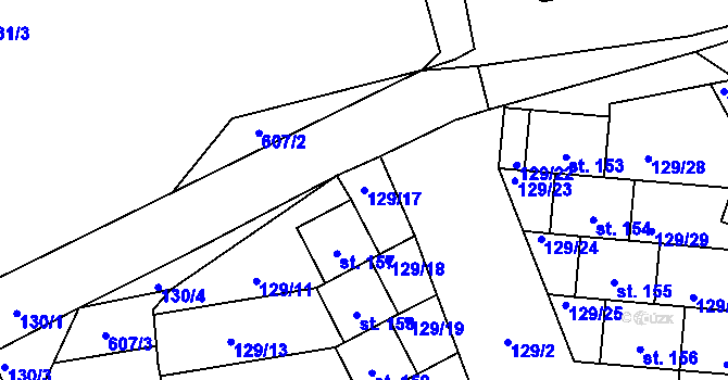 Parcela st. 129/17 v KÚ Chocenice, Katastrální mapa