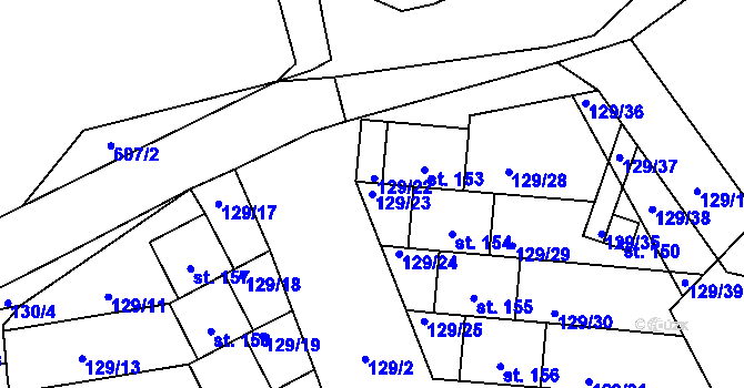 Parcela st. 129/23 v KÚ Chocenice, Katastrální mapa