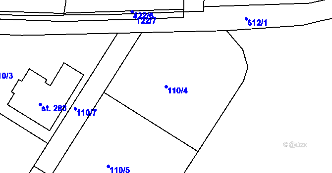 Parcela st. 110/4 v KÚ Chocenice, Katastrální mapa