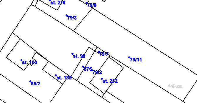 Parcela st. 79/7 v KÚ Chocenice, Katastrální mapa