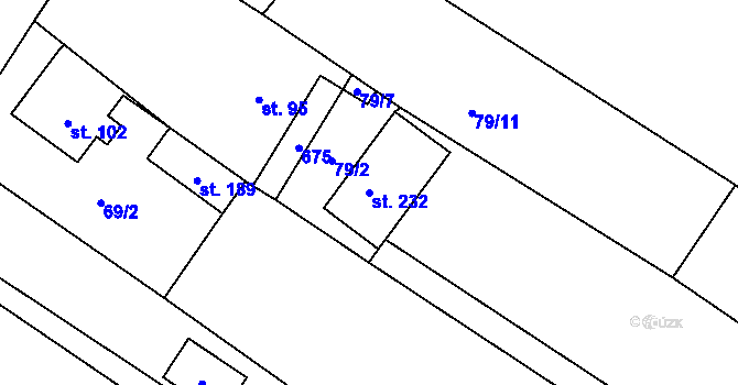 Parcela st. 232 v KÚ Chocenice, Katastrální mapa