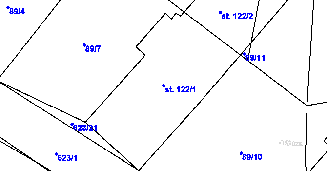 Parcela st. 122/1 v KÚ Chocenice, Katastrální mapa