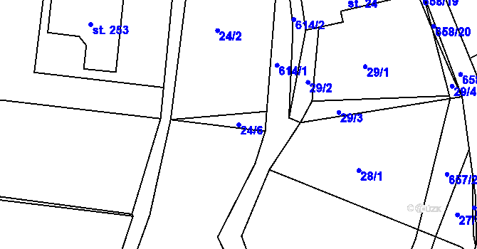 Parcela st. 24/6 v KÚ Chocenice, Katastrální mapa