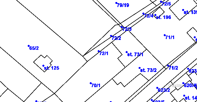 Parcela st. 72/1 v KÚ Chocenice, Katastrální mapa