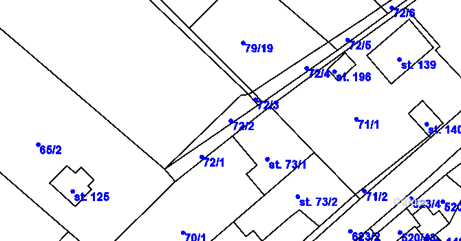 Parcela st. 72/2 v KÚ Chocenice, Katastrální mapa