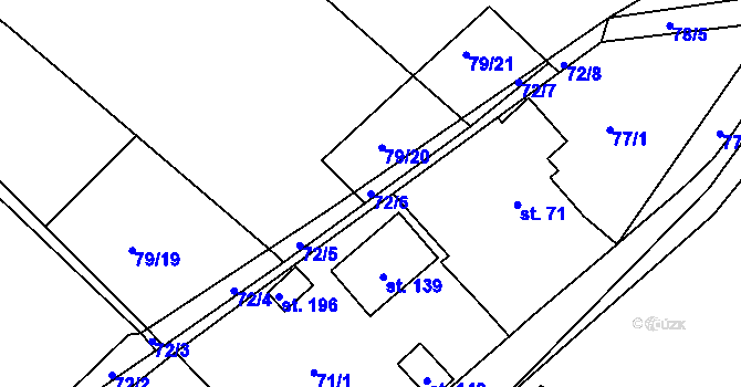 Parcela st. 72/6 v KÚ Chocenice, Katastrální mapa