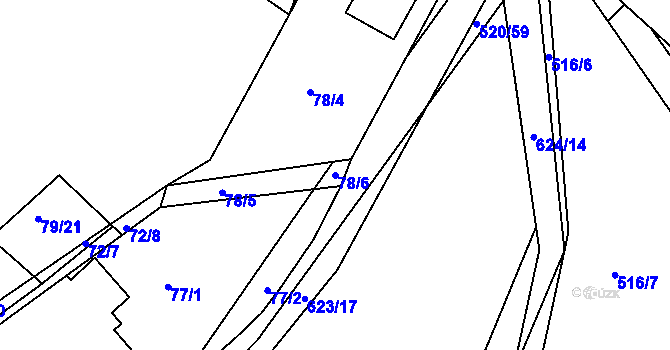 Parcela st. 78/6 v KÚ Chocenice, Katastrální mapa