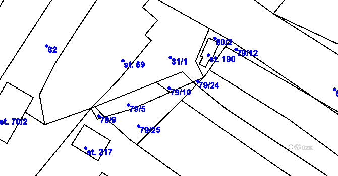 Parcela st. 79/10 v KÚ Chocenice, Katastrální mapa