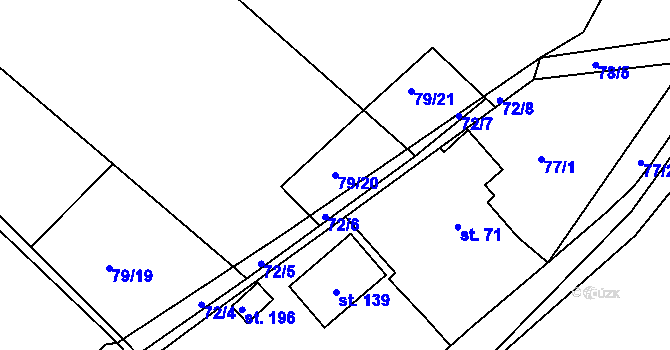 Parcela st. 79/20 v KÚ Chocenice, Katastrální mapa