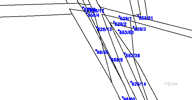 Parcela st. 98/59 v KÚ Chocenice, Katastrální mapa