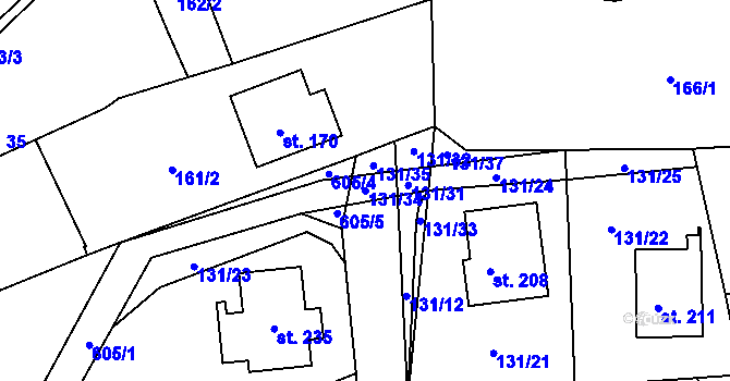 Parcela st. 131/34 v KÚ Chocenice, Katastrální mapa