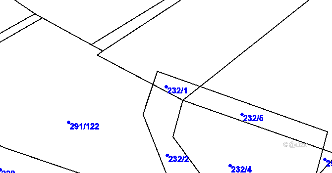 Parcela st. 232/1 v KÚ Chocenice, Katastrální mapa