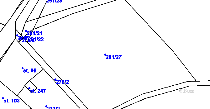 Parcela st. 291/27 v KÚ Chocenice, Katastrální mapa