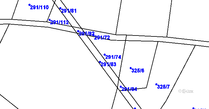 Parcela st. 291/74 v KÚ Chocenice, Katastrální mapa