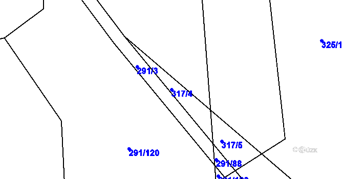 Parcela st. 317/4 v KÚ Chocenice, Katastrální mapa