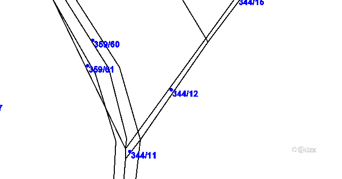 Parcela st. 344/12 v KÚ Chocenice, Katastrální mapa