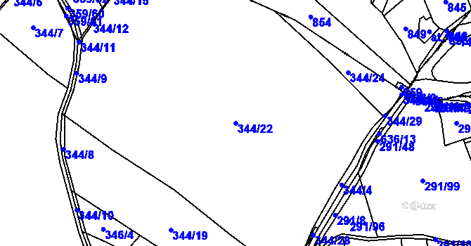 Parcela st. 344/22 v KÚ Chocenice, Katastrální mapa
