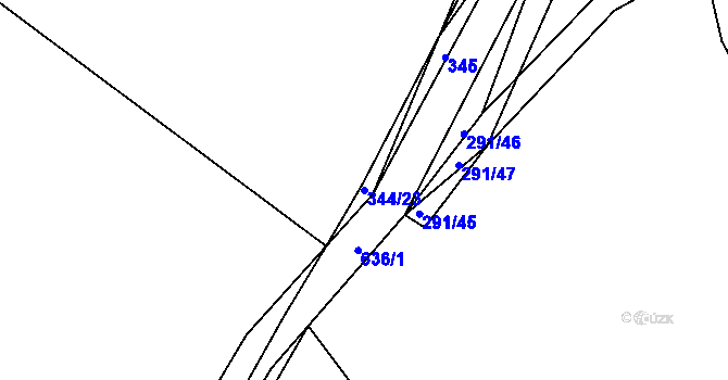 Parcela st. 344/23 v KÚ Chocenice, Katastrální mapa