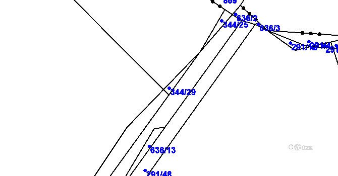 Parcela st. 344/29 v KÚ Chocenice, Katastrální mapa