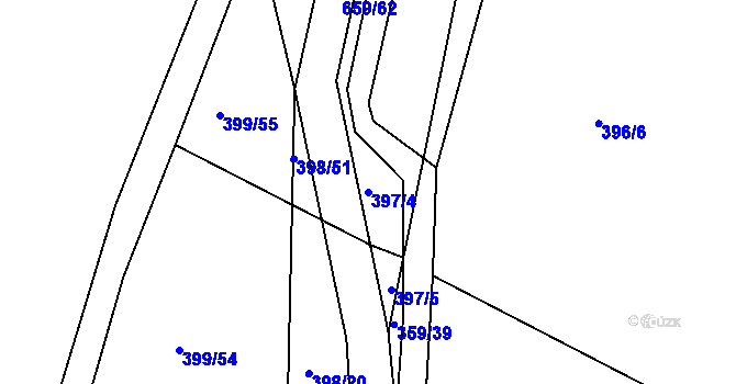 Parcela st. 397/4 v KÚ Chocenice, Katastrální mapa