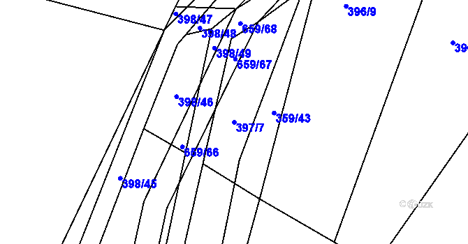 Parcela st. 397/7 v KÚ Chocenice, Katastrální mapa