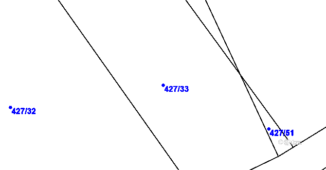 Parcela st. 427/33 v KÚ Chocenice, Katastrální mapa
