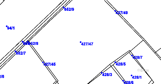 Parcela st. 427/47 v KÚ Chocenice, Katastrální mapa