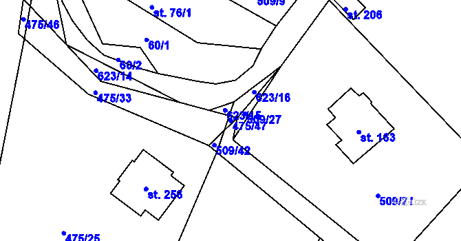 Parcela st. 475/47 v KÚ Chocenice, Katastrální mapa