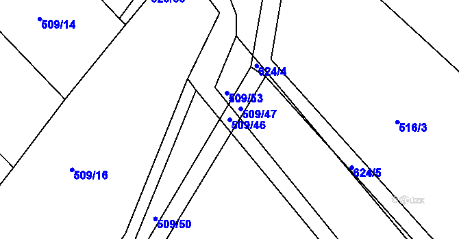 Parcela st. 509/46 v KÚ Chocenice, Katastrální mapa