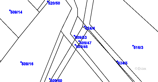 Parcela st. 509/47 v KÚ Chocenice, Katastrální mapa