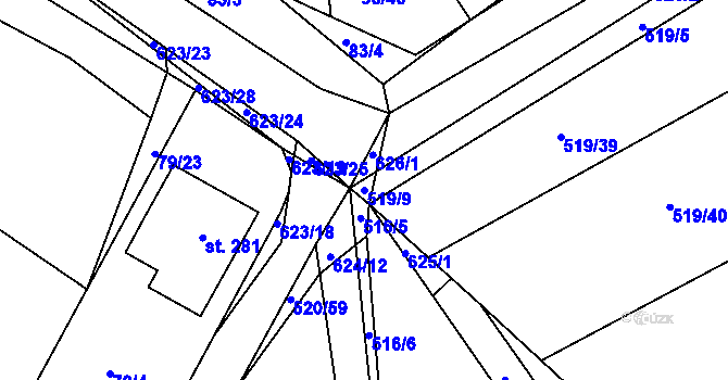 Parcela st. 519/9 v KÚ Chocenice, Katastrální mapa
